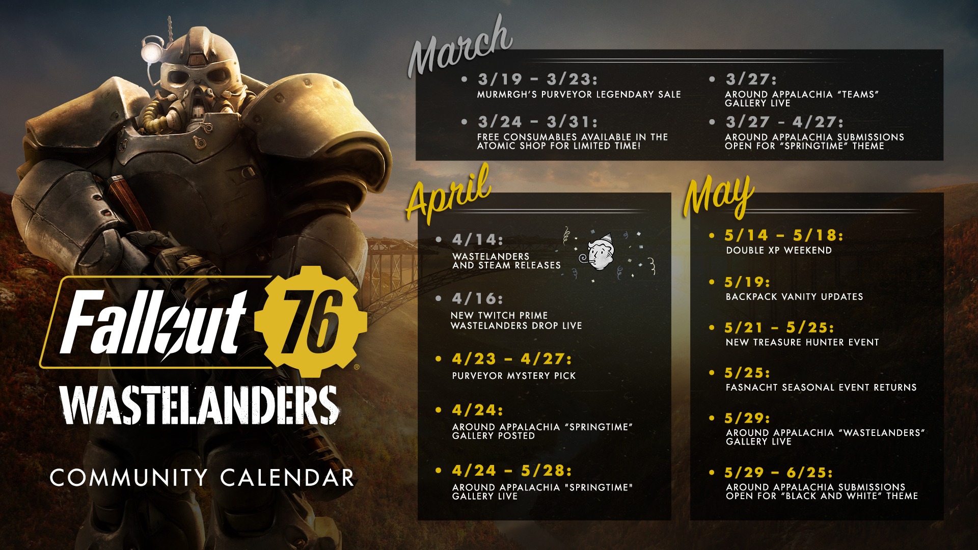 Fallout 76 のフリーウィークエンドが5月15日から19日まで開催 大型アップデートで生まれ変わったアパラチアを無料で試すチャンス