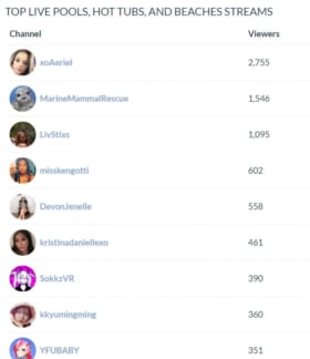 お風呂やプールから配信するセクシー系ストリームを集めたTwitchカテゴリーで意外なスター誕生。プールで泳ぐラッコはいやらしではなく癒やしを届ける_003