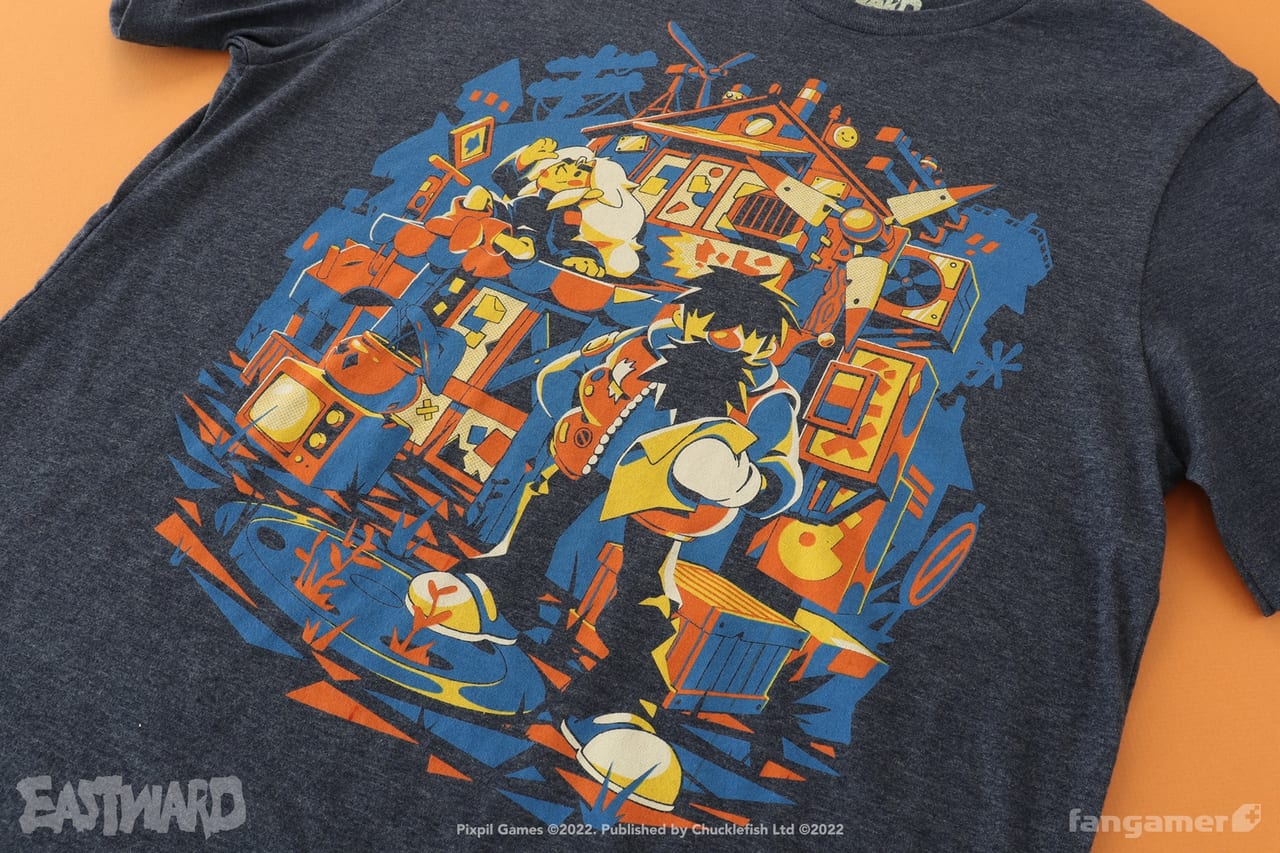 おじさんと少女が衰退した世界で旅をするアクションアドベンチャー『Eastward（イーストワード）』のTシャツ、ぬいぐるみ、ピンバッジセットが発売_003