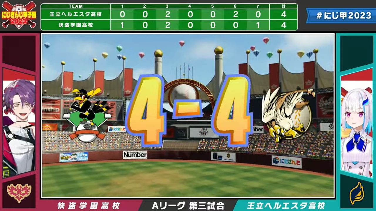 「にじさんじ甲子園2023」本戦Aリーグで渡会雲雀さん率いる快盗学園がシーソーゲームによる引き分けで大活躍を見せる_003