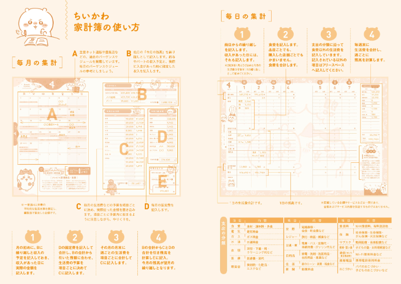 ちいかわスケジュール帳、家計簿2024年　画像13
