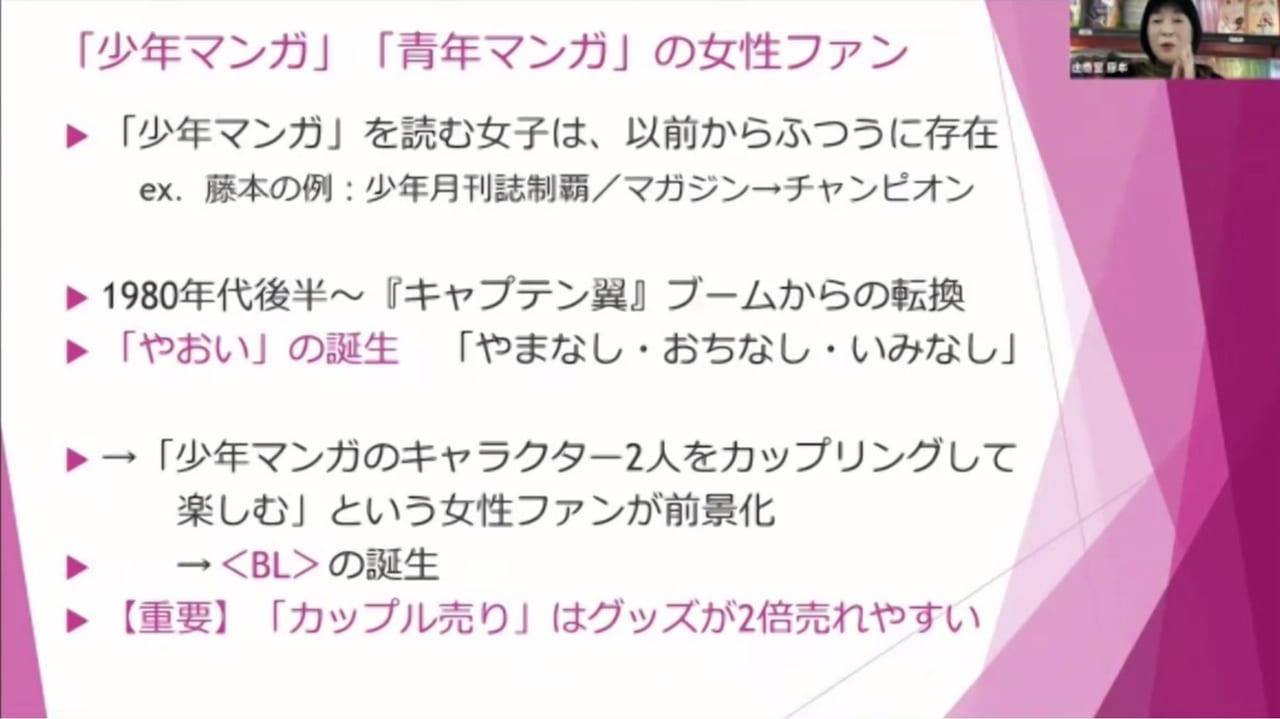 「アニメ・マンガ女性ファンとビジネスの歴史」では、タイトル通り「女性ファン」にフォーカスしたさまざまな話題が飛び出した。_001