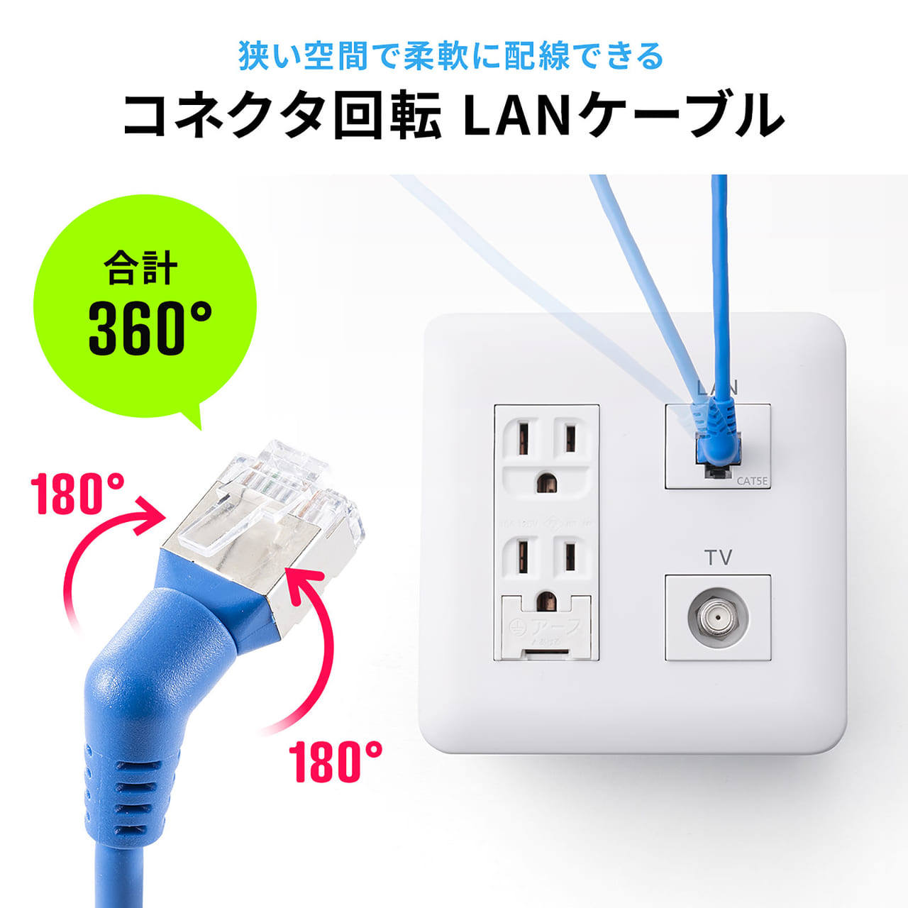 サンワサプライより、360°回転する便利なLANケーブル「500-LAN6ASWシリーズ」が発売。くるくる回せて場所取りしない_003