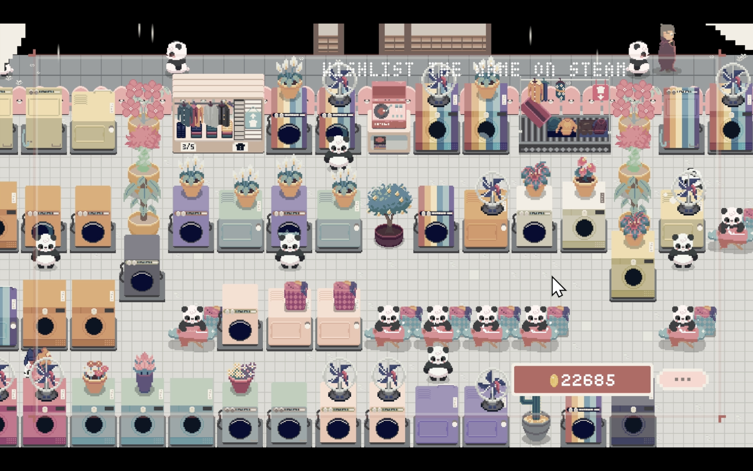 『Bao Bao's Cozy Laundromat』開発中。パンダが居心地の良いランドリーを作るためにがんばる放置系ゲーム_002