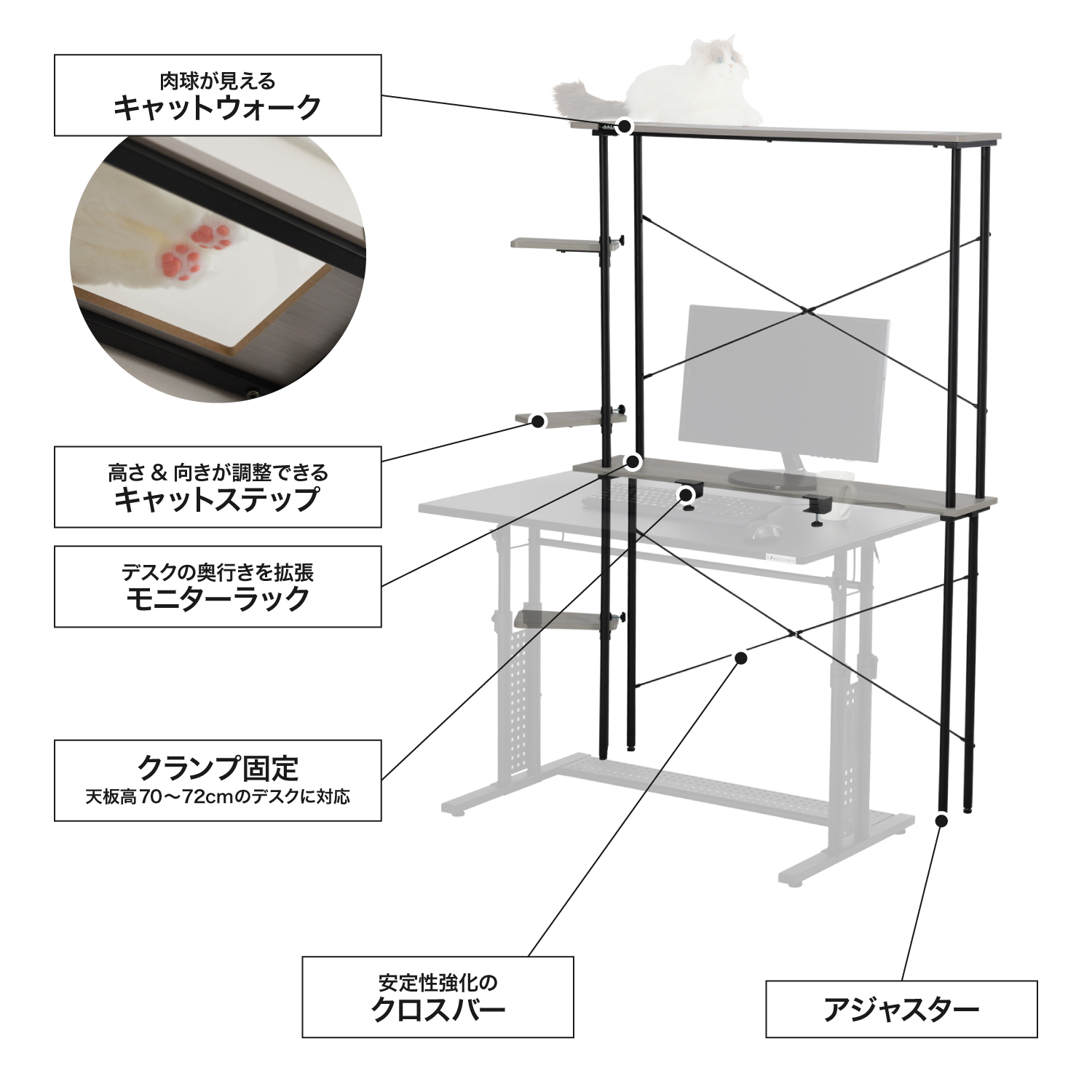 「猫タワーラック」が発売。自分のデスクを手軽に”キャットタワー”化させられる製品_005