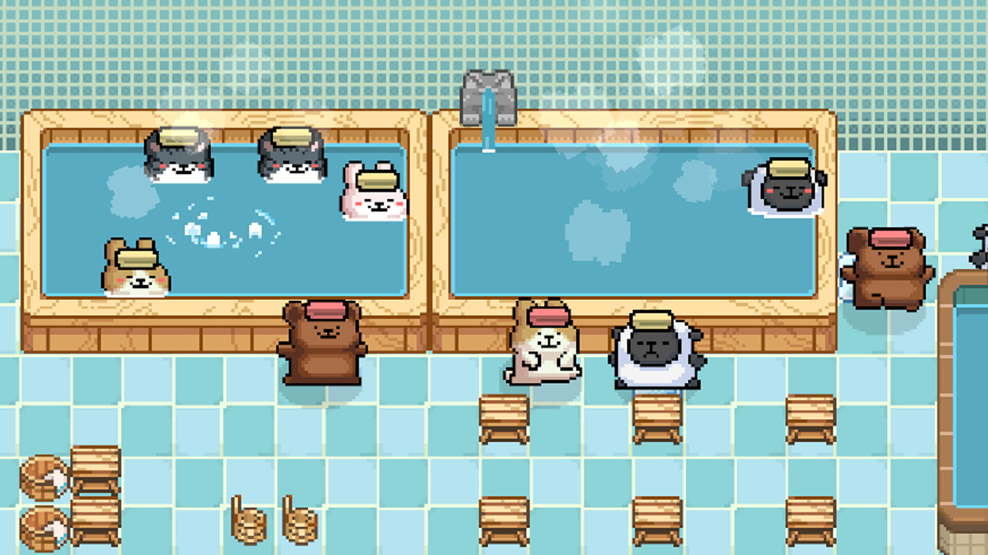 『Animal Spa』のSteamストアページが公開。デスクトップ下で可愛い動物たちが訪れる温泉を経営するゲーム_002