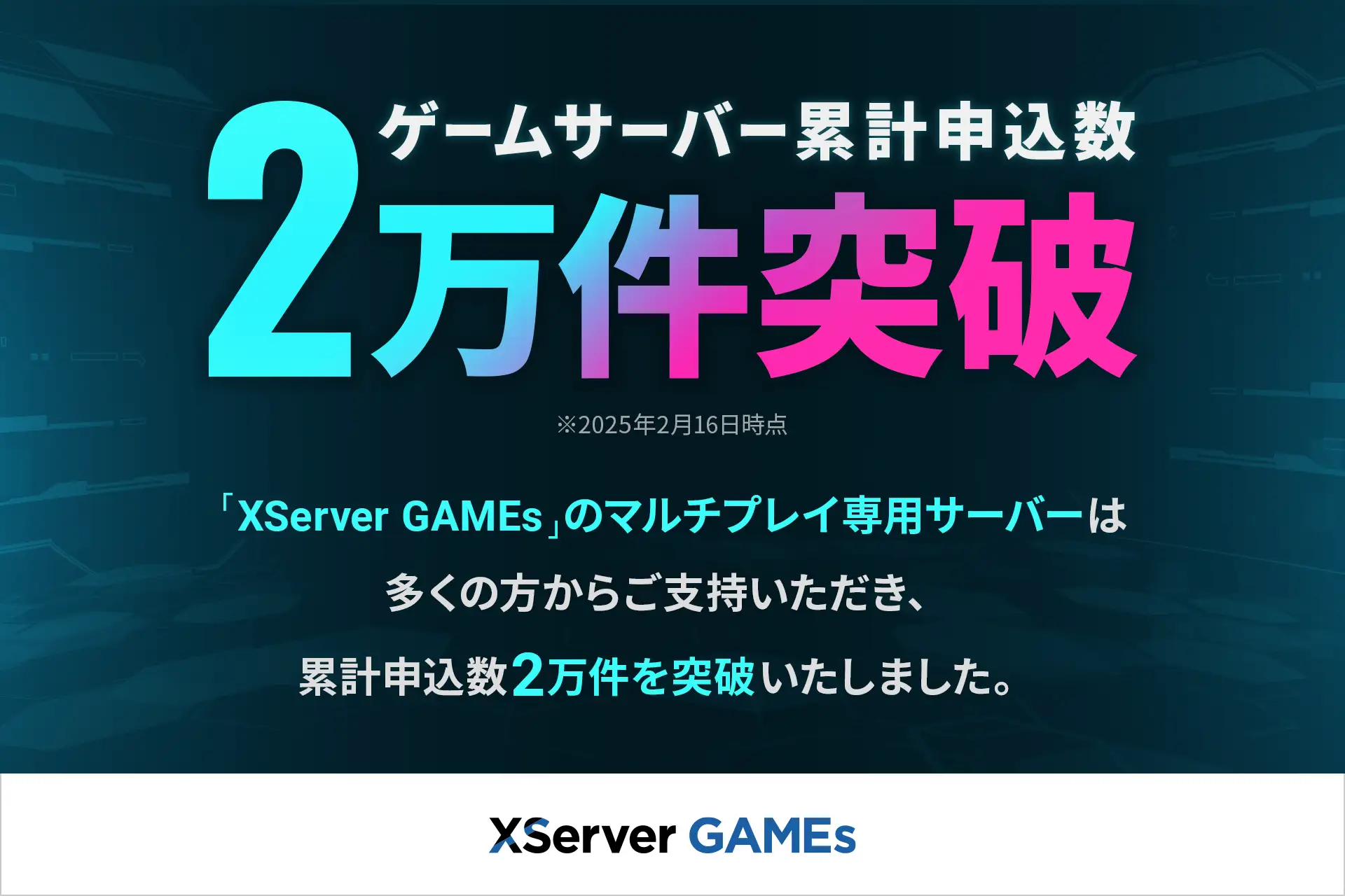 「XServer GAMEs」のゲームサーバー累計申し込み件数が「2万件」を突破_001