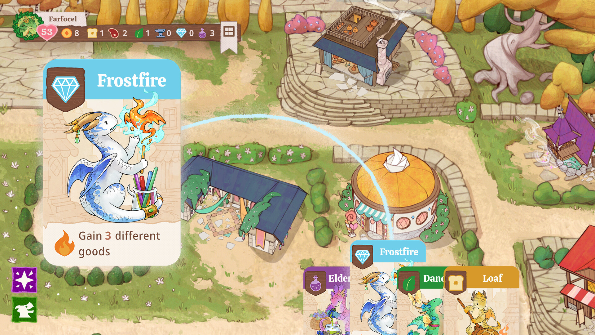 かわいい「働きドラゴン」たちと活気ある商店街を作るボードゲーム『フレイムクラフト』Steam版が開発中_001