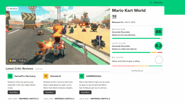 『マリオカート ワールド』がメタスコア「88点」を獲得_001