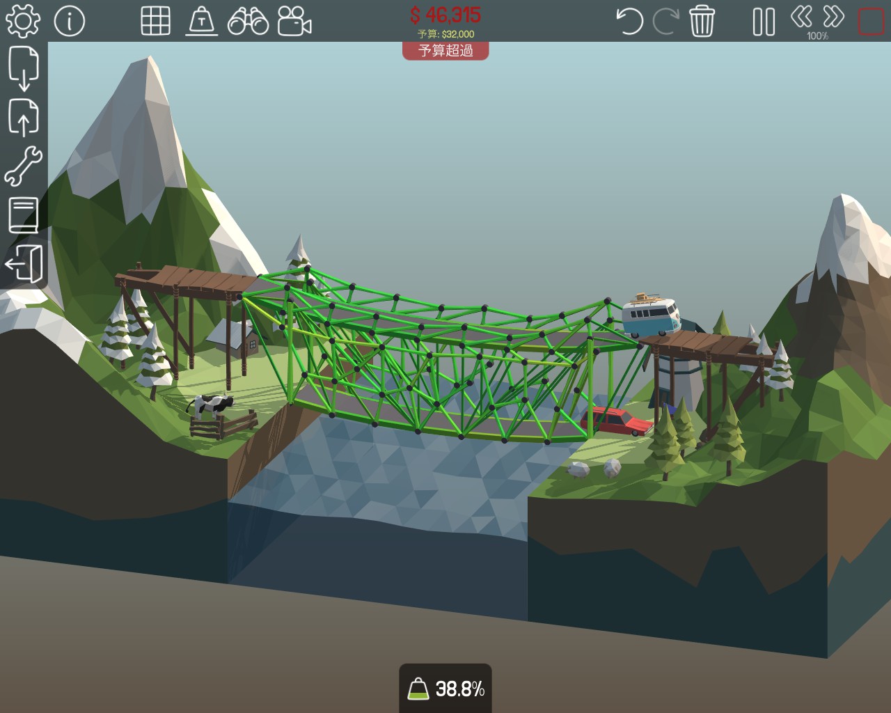 『Poly Bridge』90％オフの「101円」で買える破格セール実施中。人気の‟橋づくり”シミュレーションゲーム:Steam_003