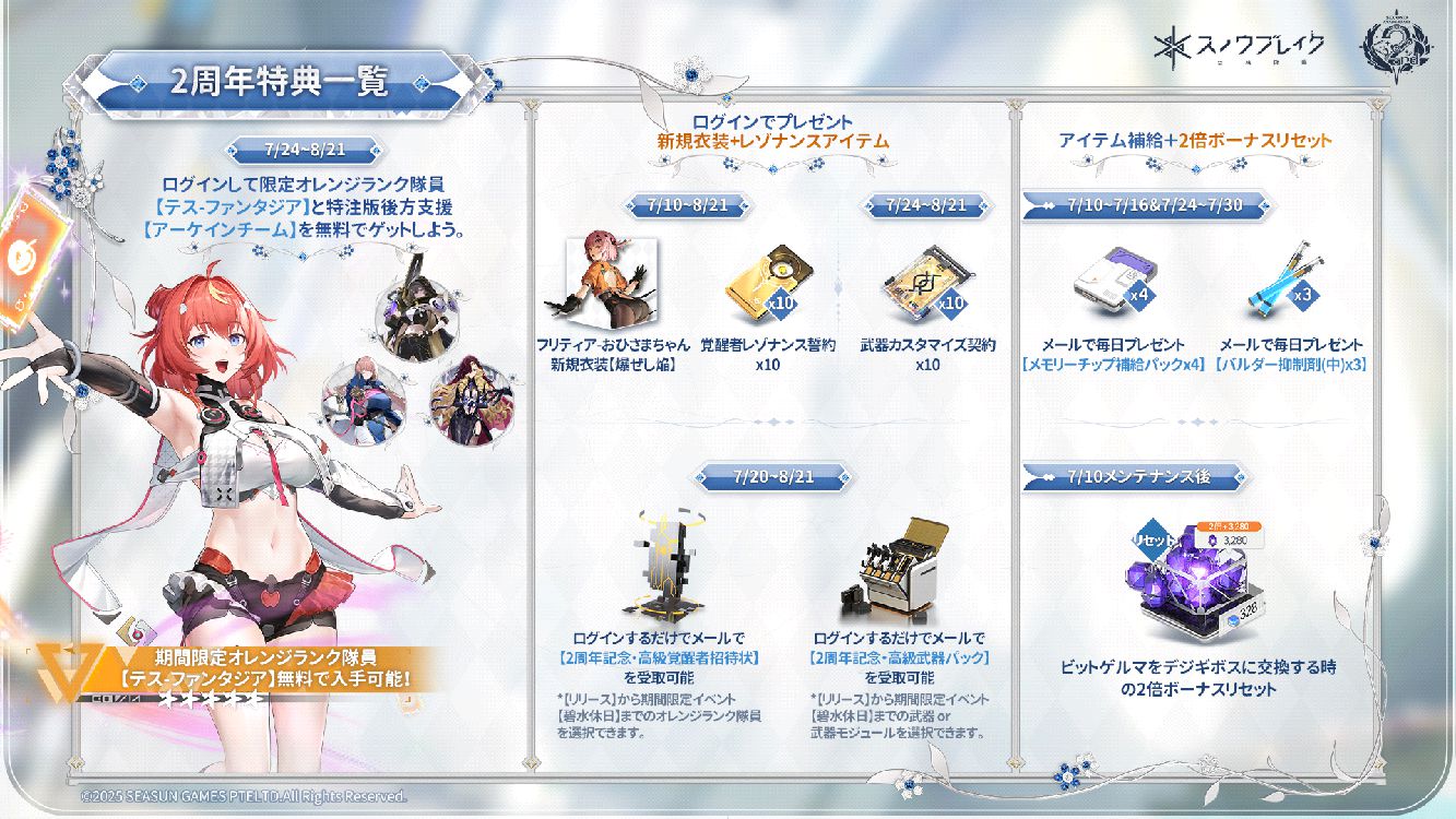 『スノウブレイク』に新たな装いの「カーシア」と「テス」が登場。運営開始から2周年を記念したイベントが開幕_003