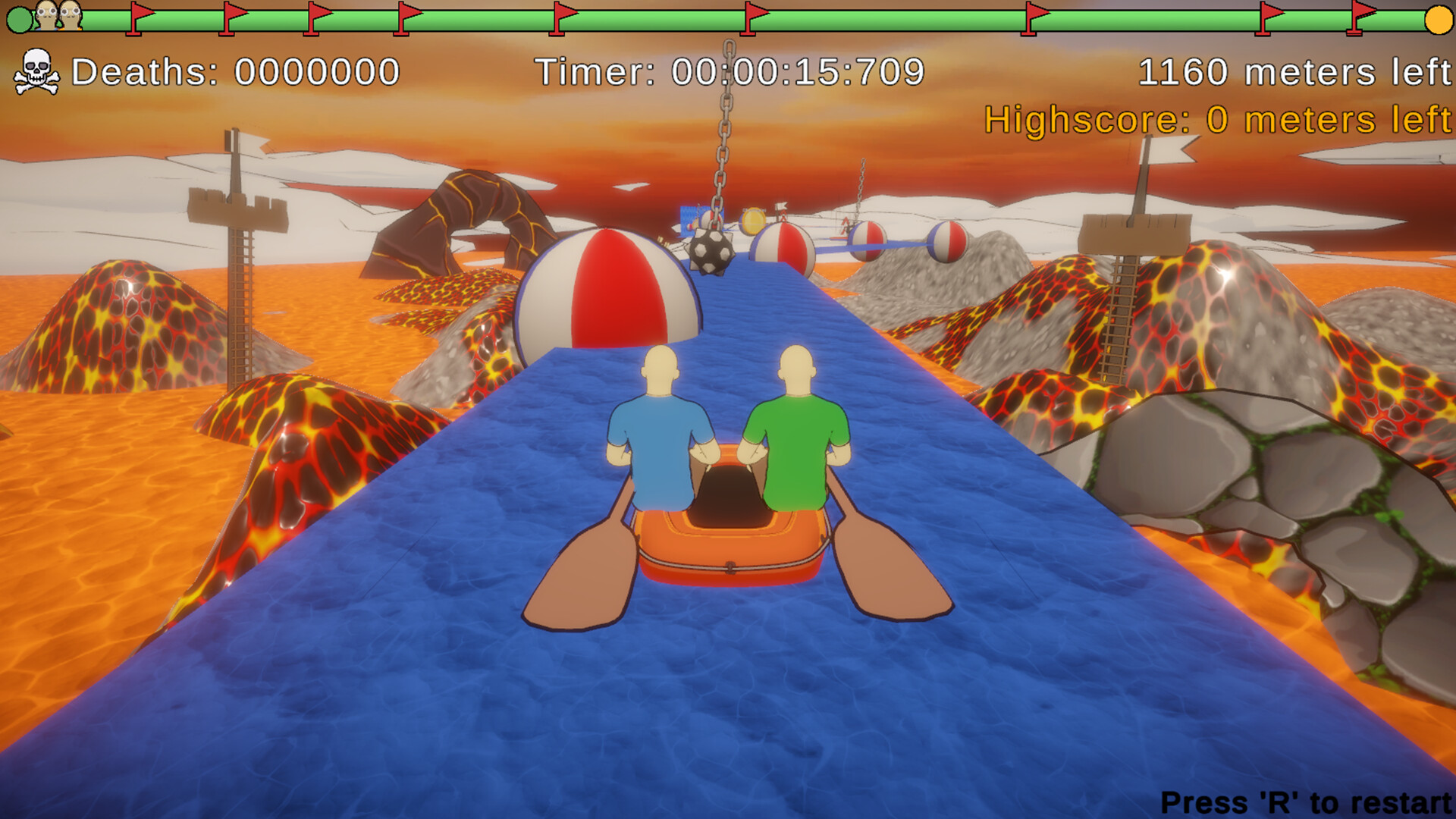 『パドルパドルパドる』本日リリース。ボートを漕いでアスレチックを進む協力プレイゲーム。なぜか、まわりは溶岩だらけ_001