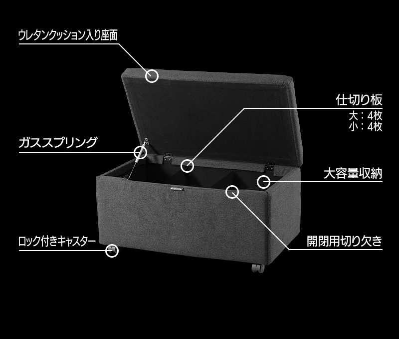 「ストレージオットマン マックス BOT-840」が新発売。デスク下をまるごと収納とクッションに変えられるオットマン_012