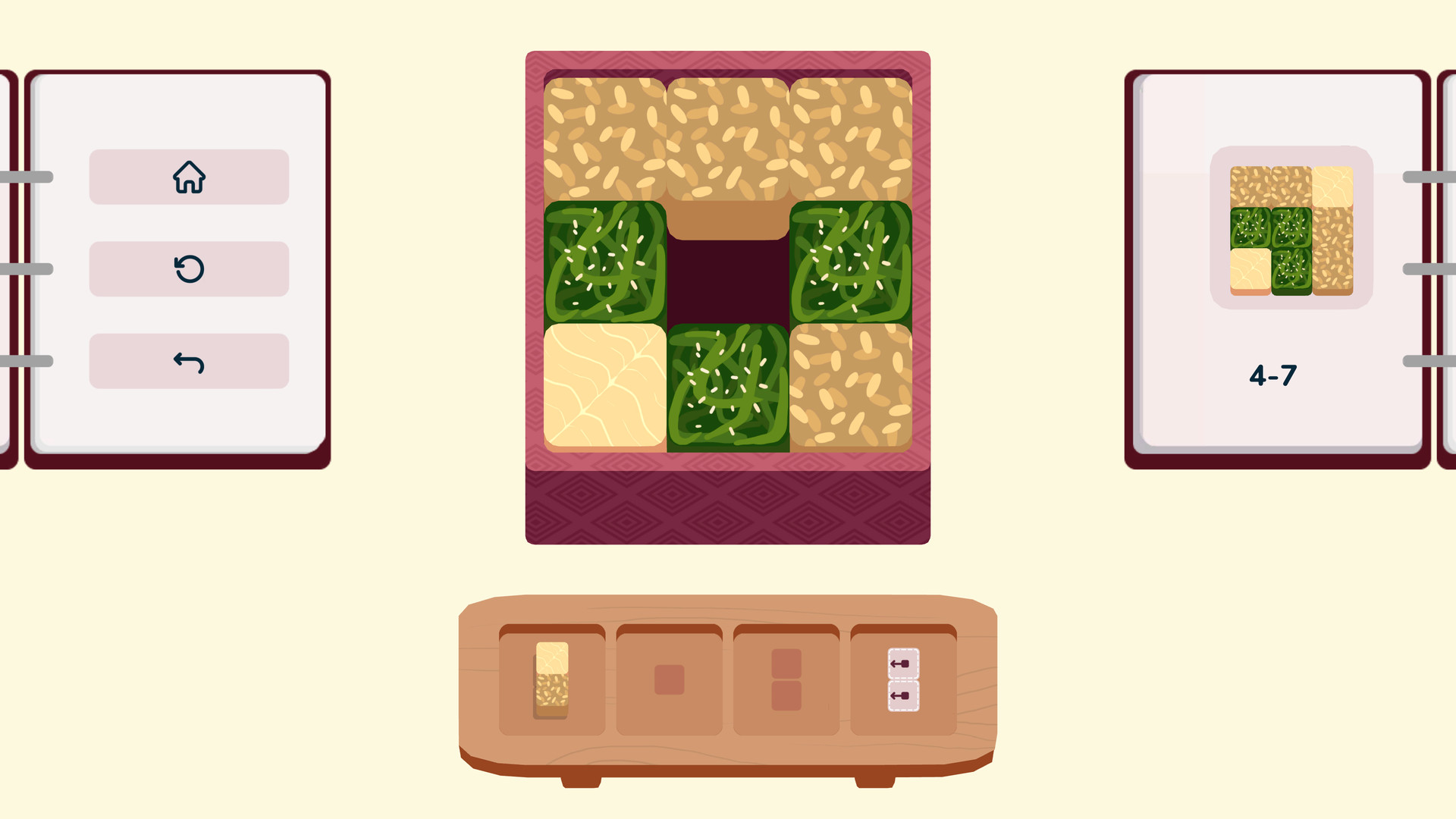 『インベントウ - inbento』Steamにて82%オフの104円でセール中。レシピ通りに食材を配置してお弁当を作るパズル_004