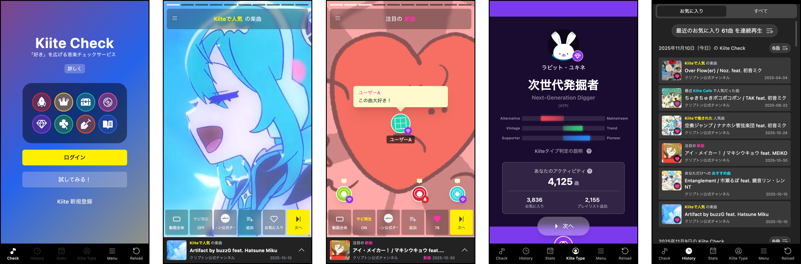 音楽の“サビ”だけ次々と試聴してお気に入りの楽曲を発掘できるサービス「Kiite Check」公開_004