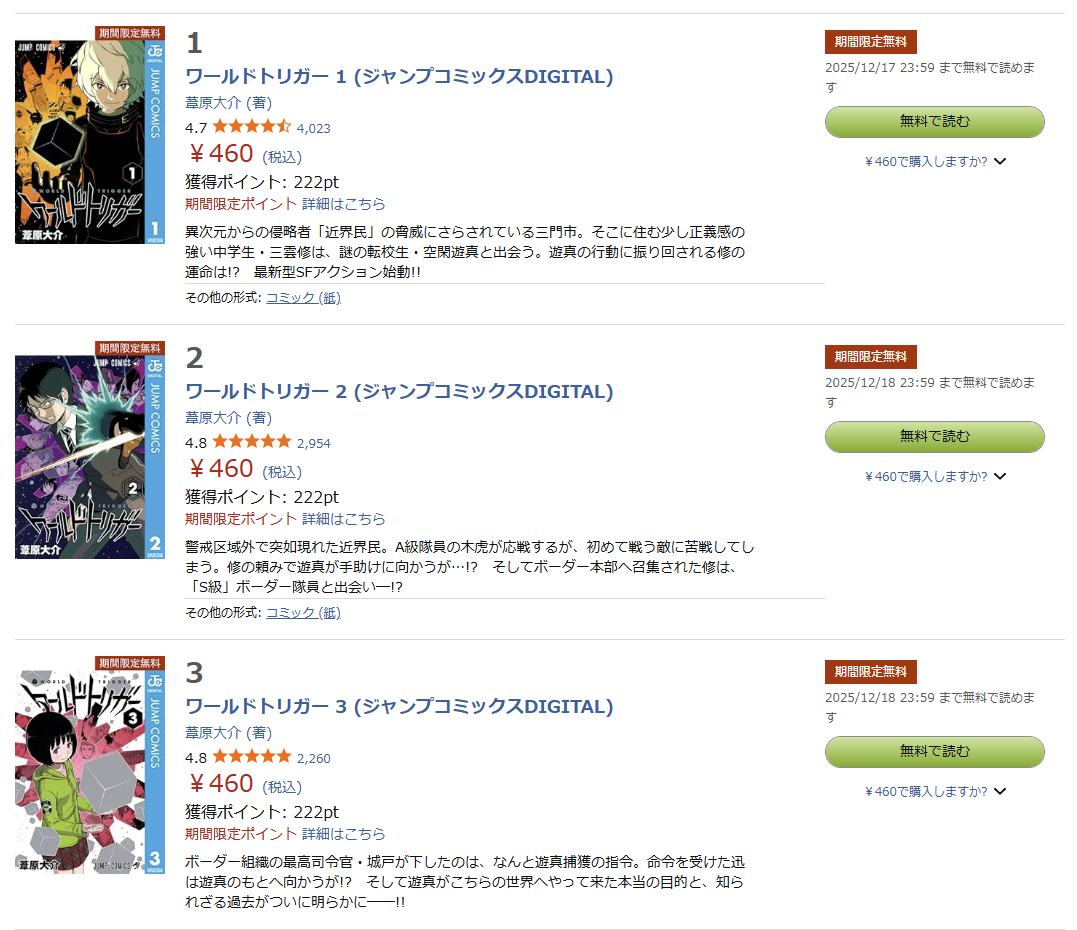 マンガ『ワールドトリガー』Kindle版が最大48%還元セール実施中_001