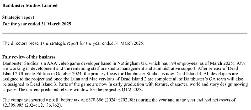 『Dead Island 3』2028年リリースを目指し開発中。Dambuster Studiosの年次財務報告書から明らかに_001