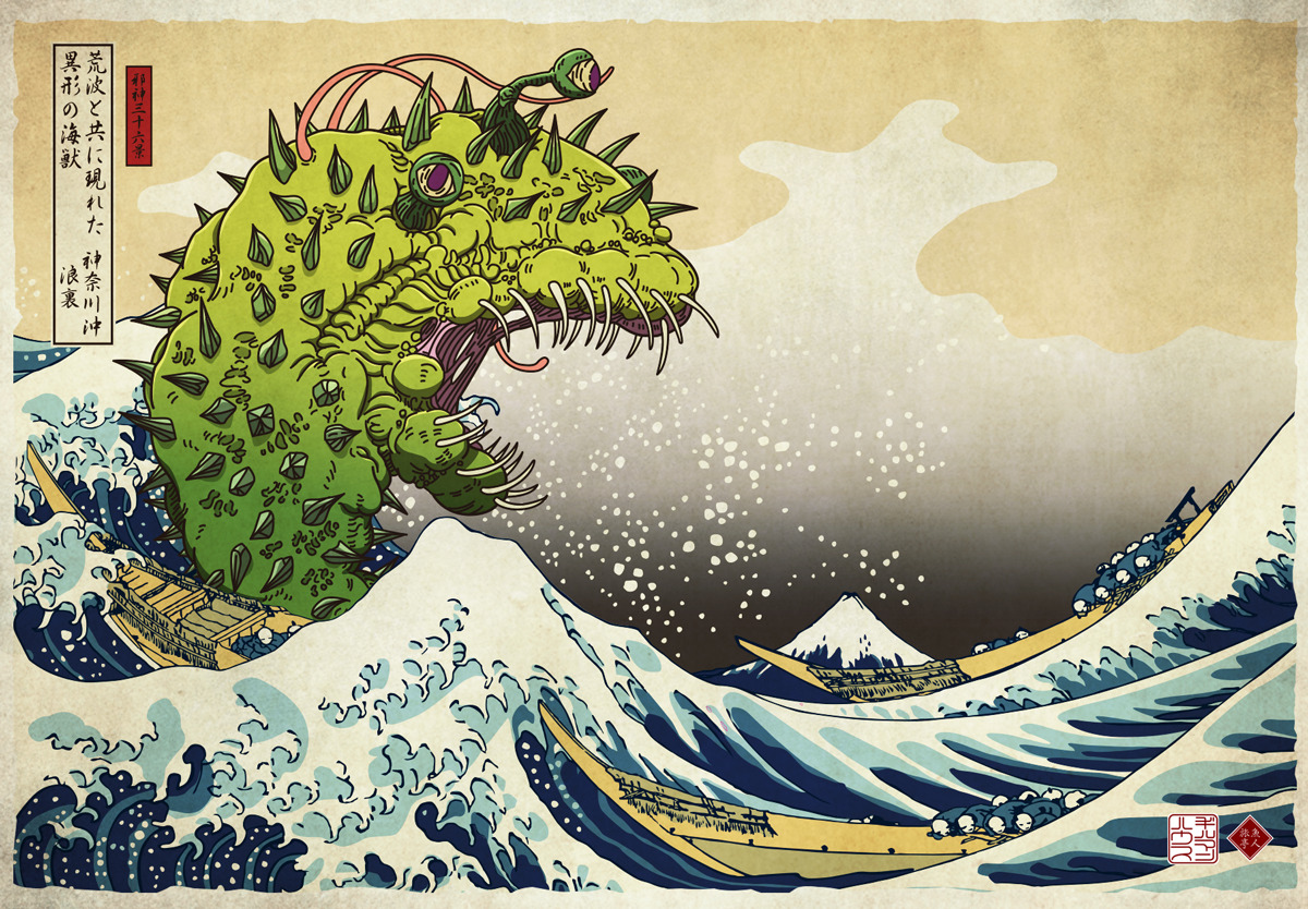 「邪神三十六景」2026年3月に発売決定。「クトゥルフ神話」の邪神たちが葛飾北斎の浮世絵に紛れ込む_001