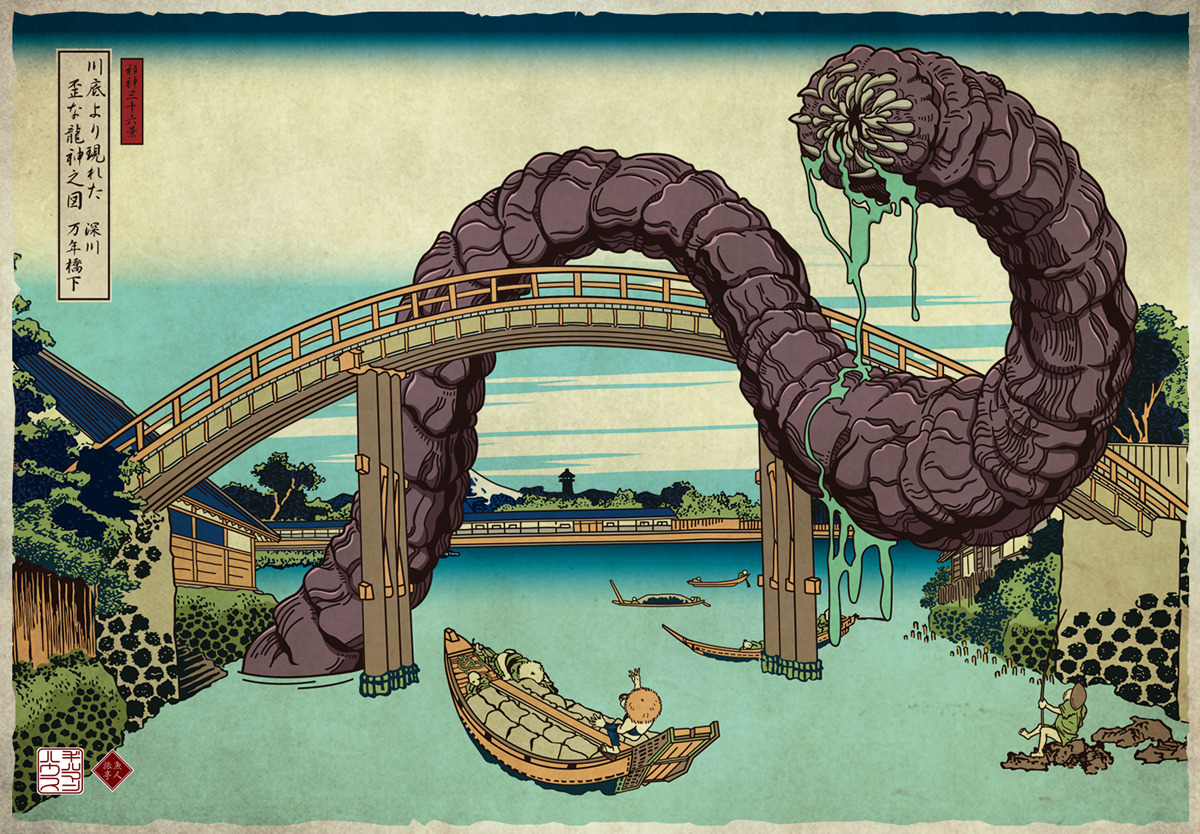 「邪神三十六景」2026年3月に発売決定。「クトゥルフ神話」の邪神たちが葛飾北斎の浮世絵に紛れ込む_004