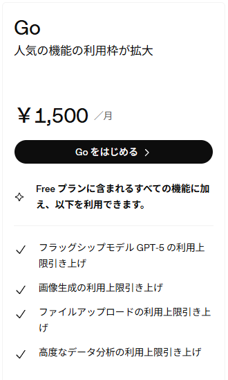 OpenAI、月額1500円の低価格プラン「ChatGPT Go」発表。米国にて無料版と新プランへ広告表示テストも実施_001