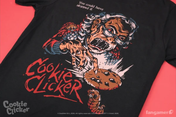 『クッキークリッカー』実際にクッキーを“クリック”できるキーチェーンと、“グランマ”Tシャツが発売_002