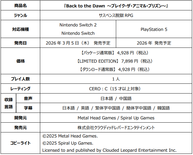 『Back to the Dawn』体験版がスイッチ/スイッチ2向けに配信開始。動物の囚人が“脱獄”を目指す高評価RPG_042