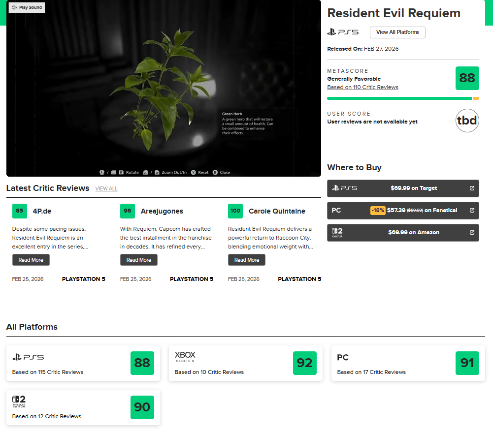 『バイオハザード レクイエム』がメタスコア「88/100」の超高評価を獲得_001