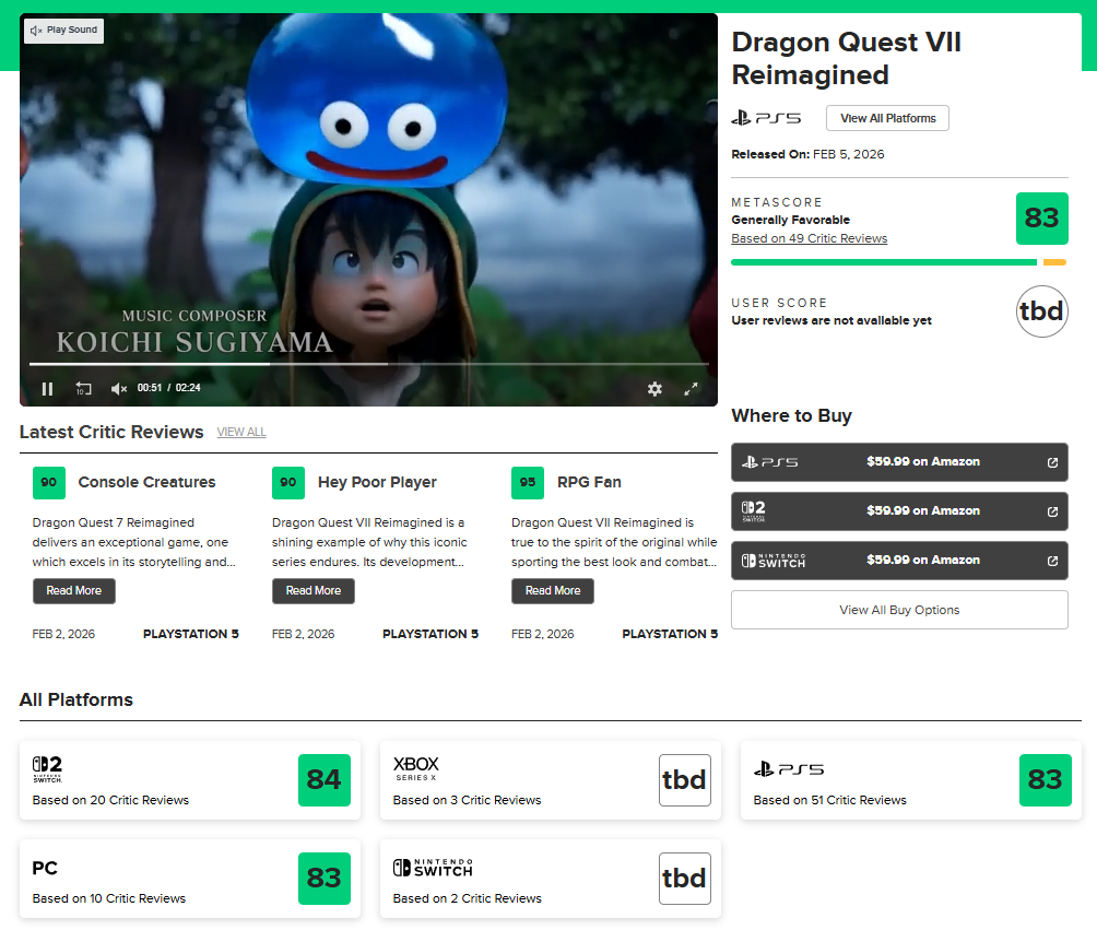 『ドラクエ7』リメイク版が海外メタスコア平均「83/100」の高評価を獲得_001