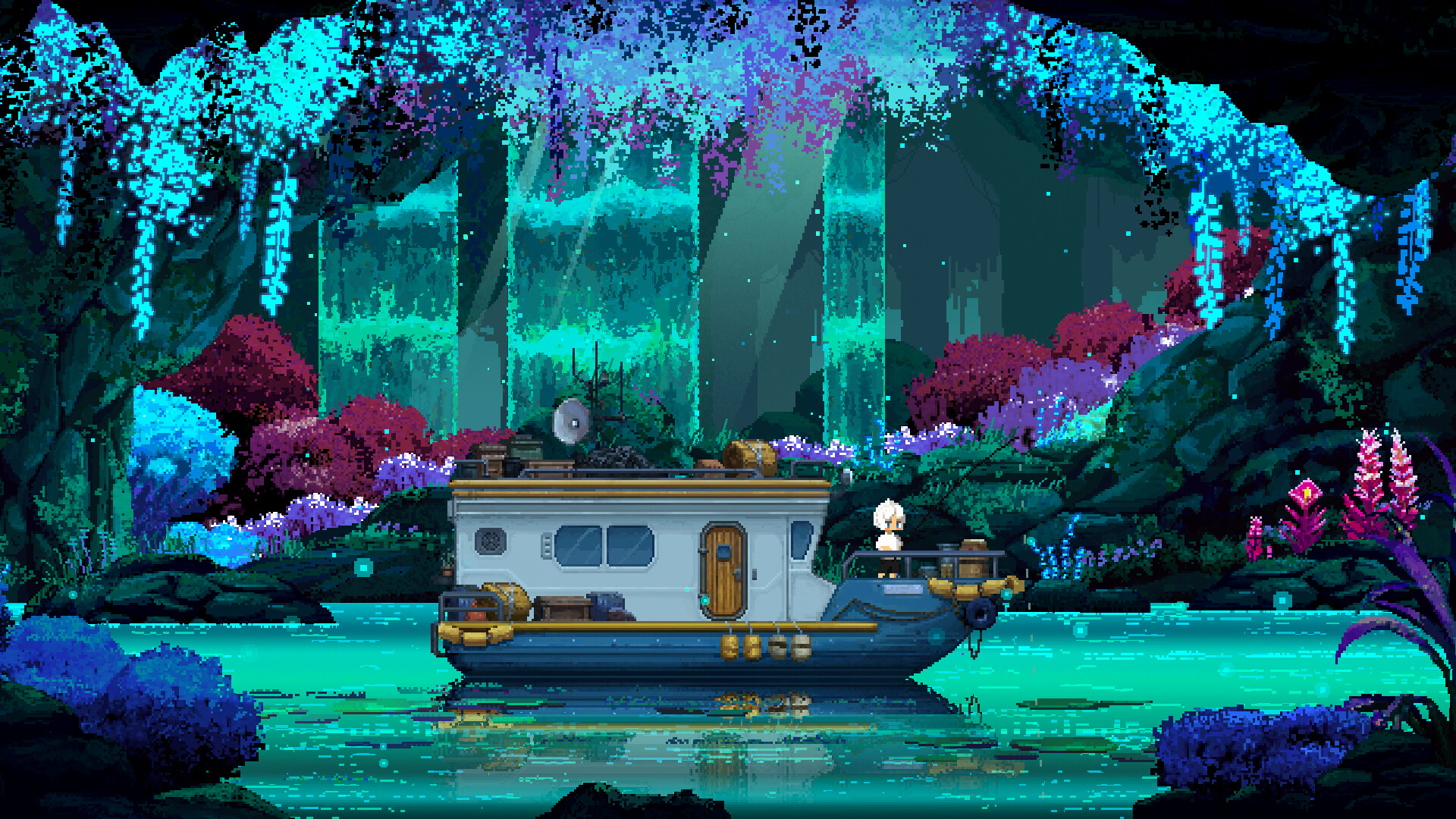 『オリオン・ブルー』は奥行きのあるピクセルアート世界が超綺麗。美しい海の惑星でのんびり釣りを楽しむゲーム_002