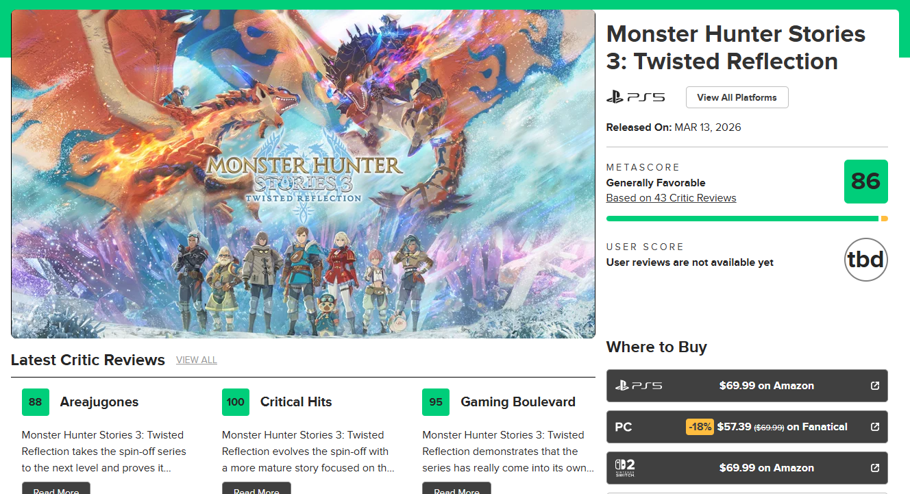 『モンハンストーリーズ3』が海外メタスコア平均で「86/100」に_001