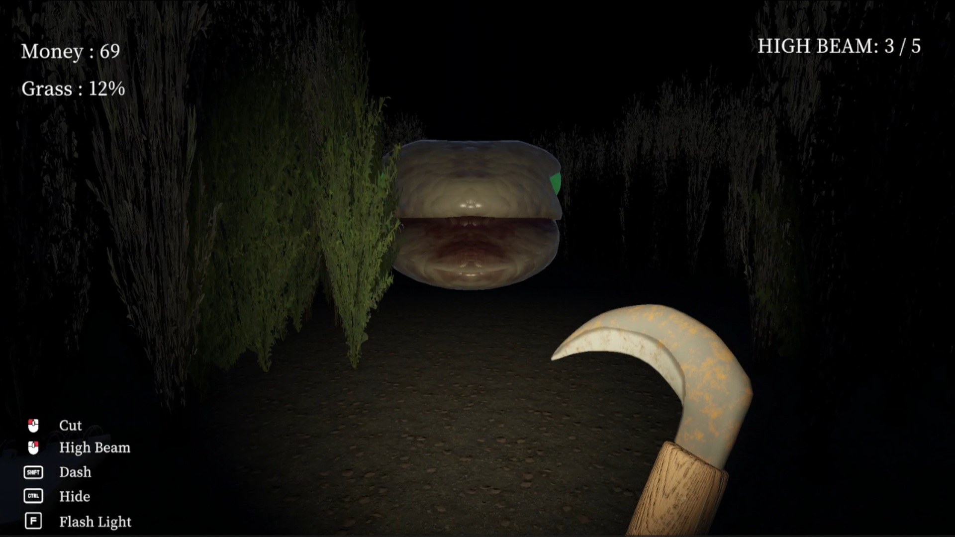 草刈りホラーゲーム『Bait Garden』がSteamにてリリース。深夜の庭園で怪物に見つからないように草を刈る_003