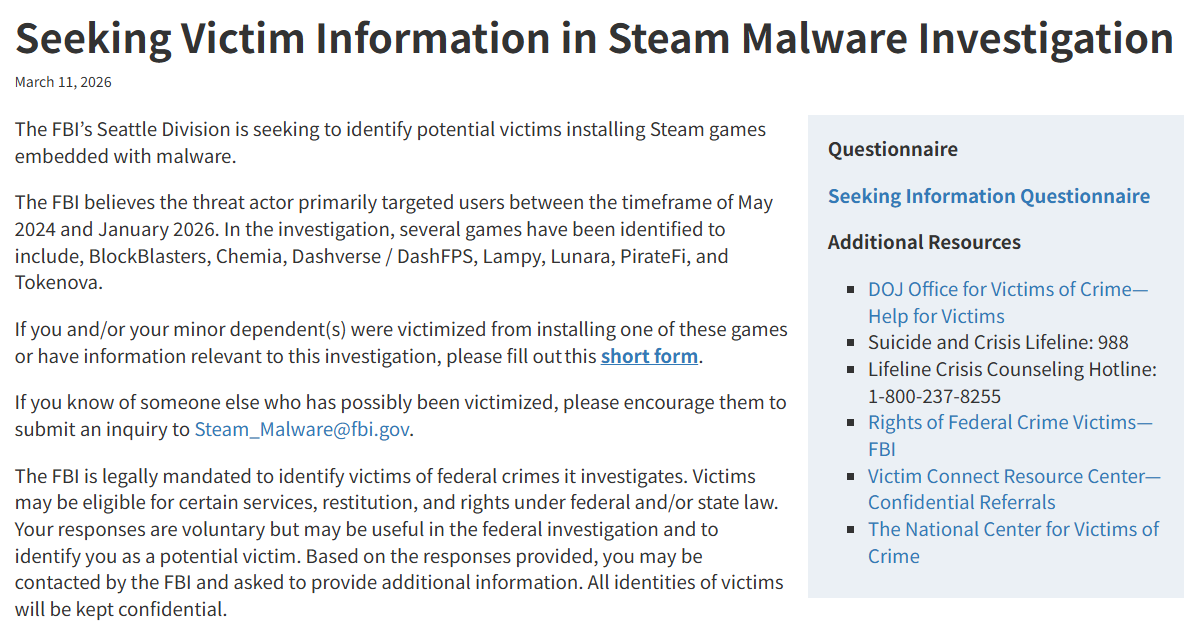 FBI、『BlockBlasters』を含むSteamで配信されたマルウェア入りのゲームについて捜査中_001