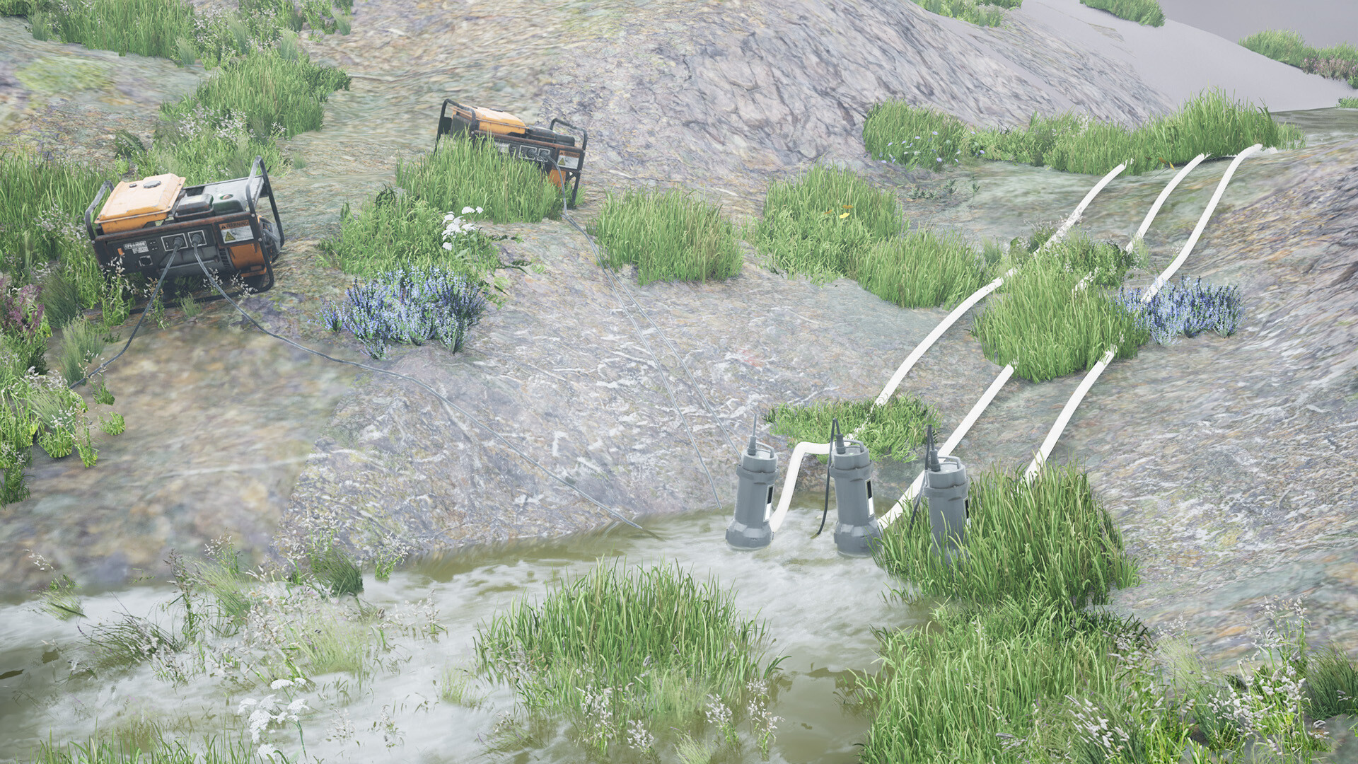 『DrainSim』配信開始。浸水した街の水を抜く排水シミュレーションゲーム_005