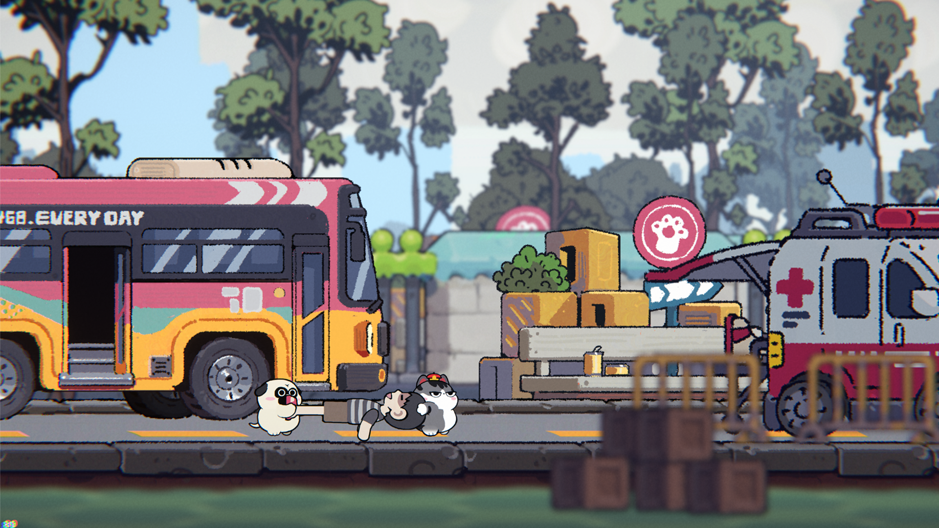 『It Takes Paws』Steamストアページが公開。犬と猫が「ぐにゃぐにゃになった飼い主」を運ぶ協力ゲーム_001