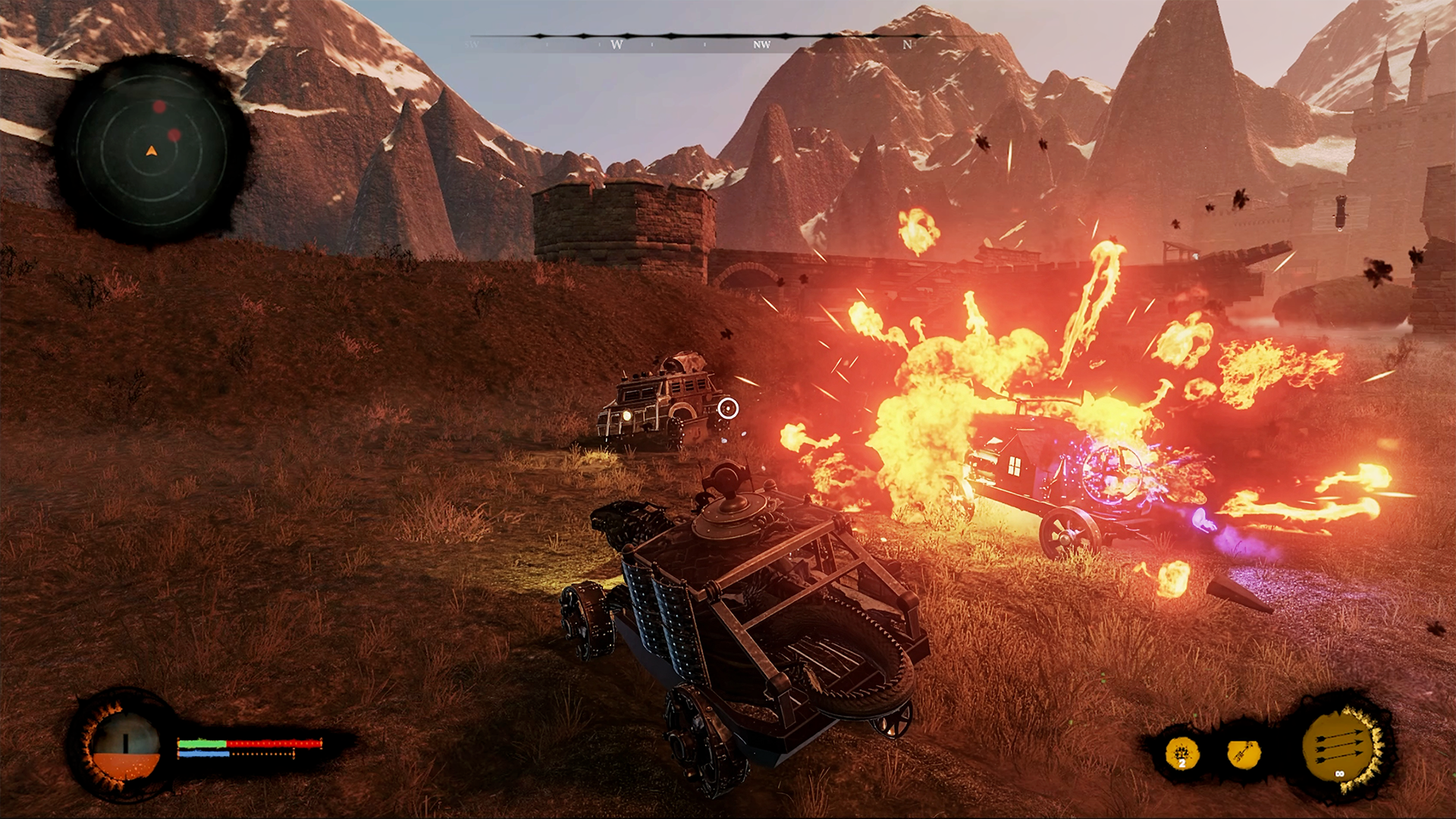 『Dark Engines』のSteamストアページが公開。魔法と蒸気の戦闘車両に乗って激しいカーコンバットを行う_003