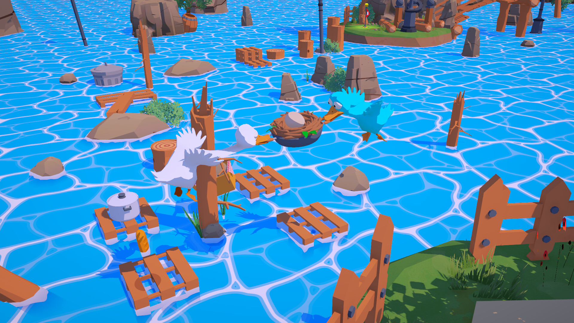 2羽のガチョウで“卵”を壊さずに運ぶ2人協力アクションゲーム『An Eggstremely Hard Game』がかわいい_003