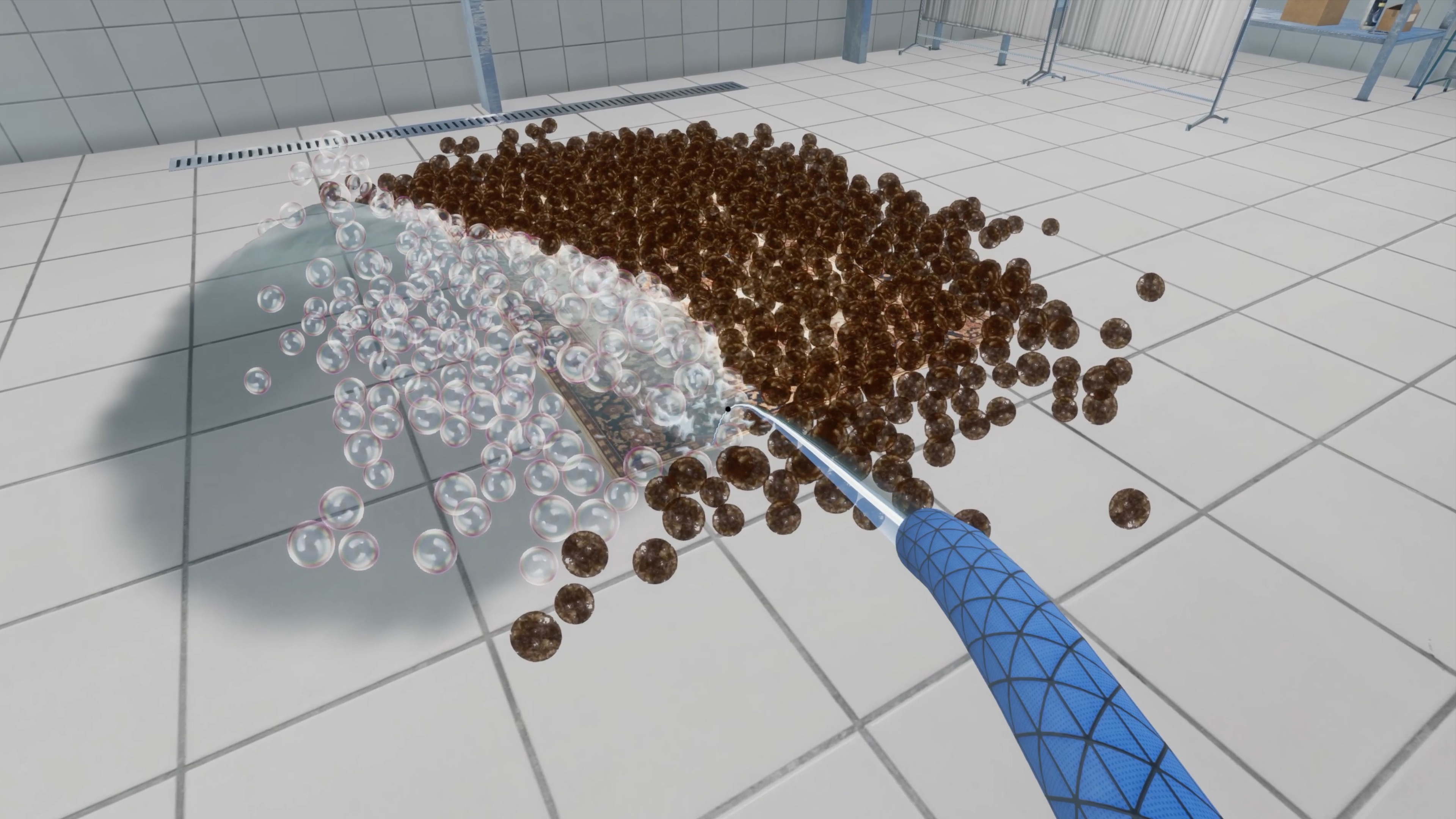 『絨毯を洗うゲーム』のSteamストアページ公開。しかし、最終目標は「隕石を食い止める設備を作ること」と壮大_011