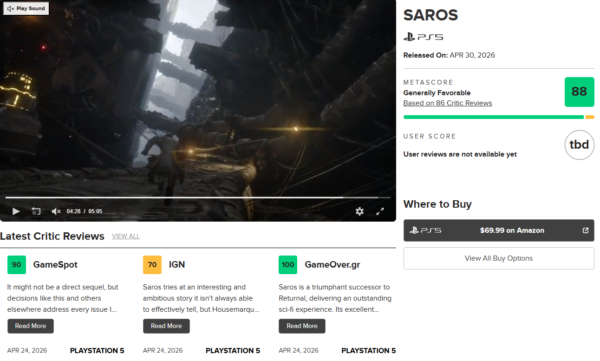 『SAROS』metacriticでメタスコア「88/100」を記録。高評価相次ぐ_001