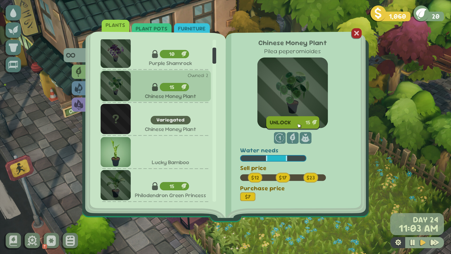 植物屋経営シミュレーションゲーム『Leafy Corner』体験版配信中。100種類以上の観葉植物を育てられる_005