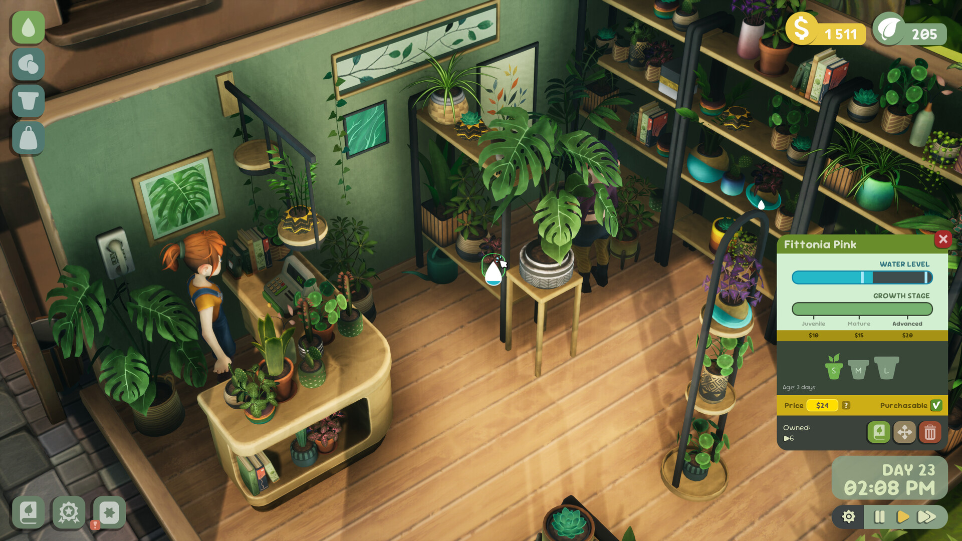 植物屋経営シミュレーションゲーム『Leafy Corner』体験版配信中。100種類以上の観葉植物を育てられる_004