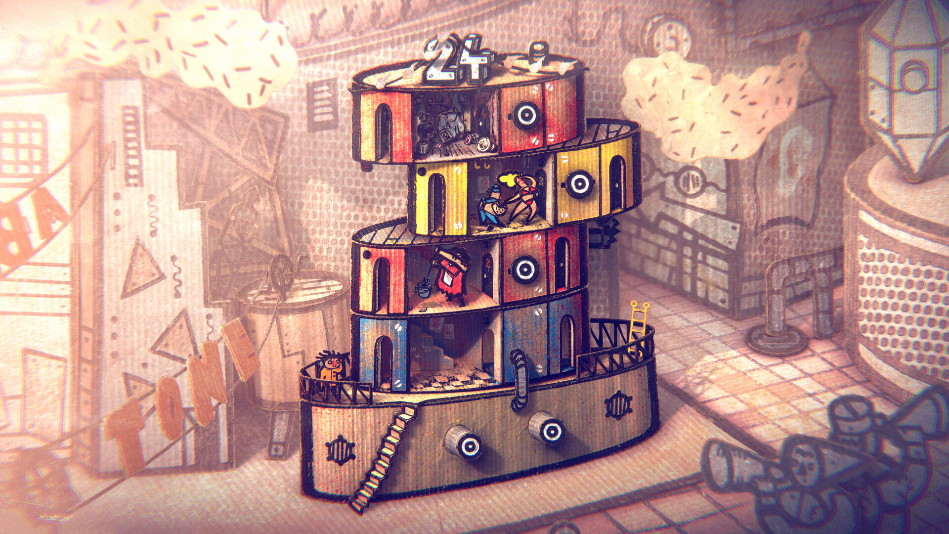 “実物のダンボール”に手描きで製作された、凄すぎるゲーム『Phonopolis』5月20日に発売決定。パズルを解きつつディストピアを冒険_001