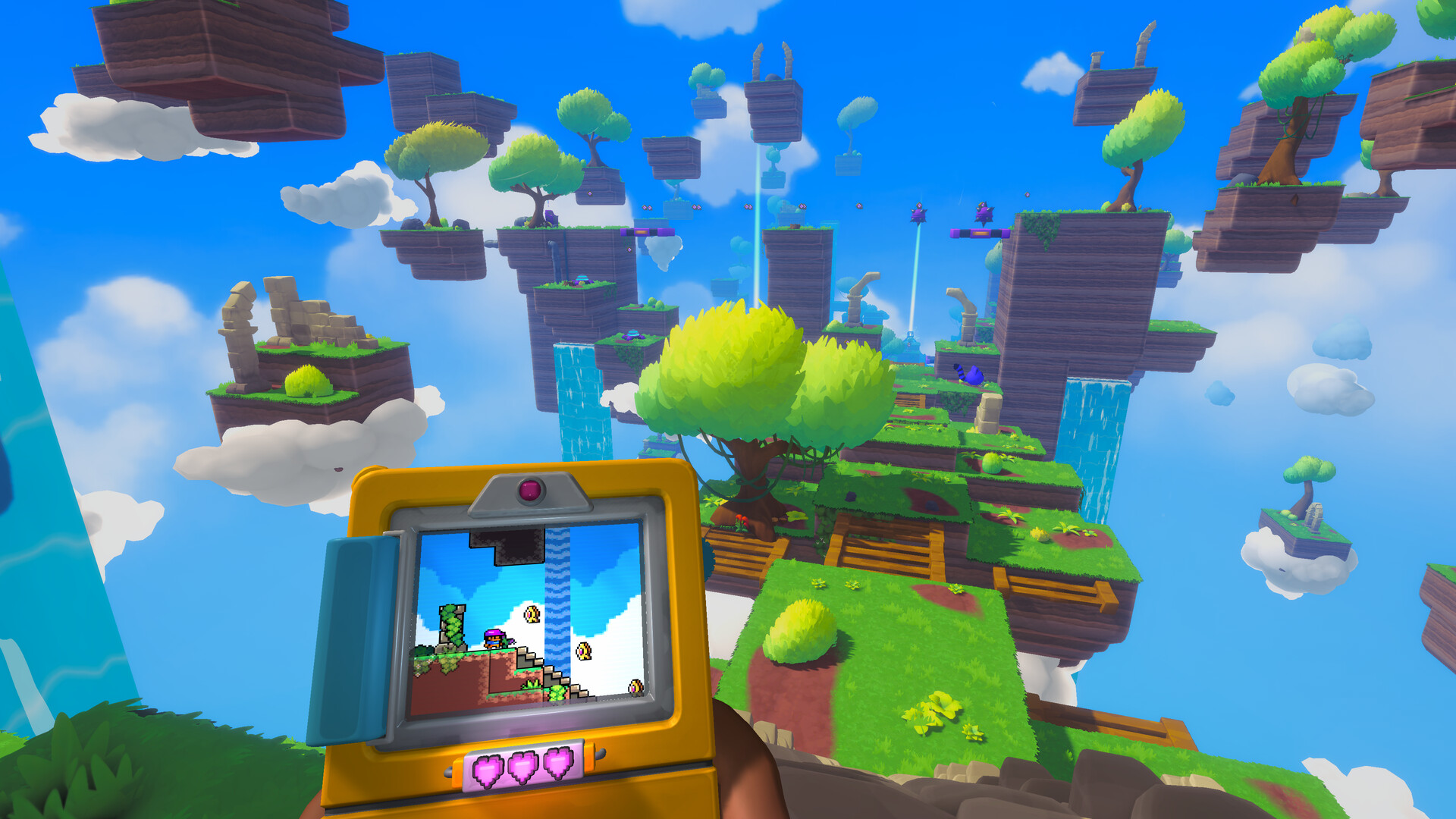 携帯ゲーム機をプレイしながら3Dアクションゲームを遊ぶ異色のタイトル『Screenbound』の最新映像が公開_001