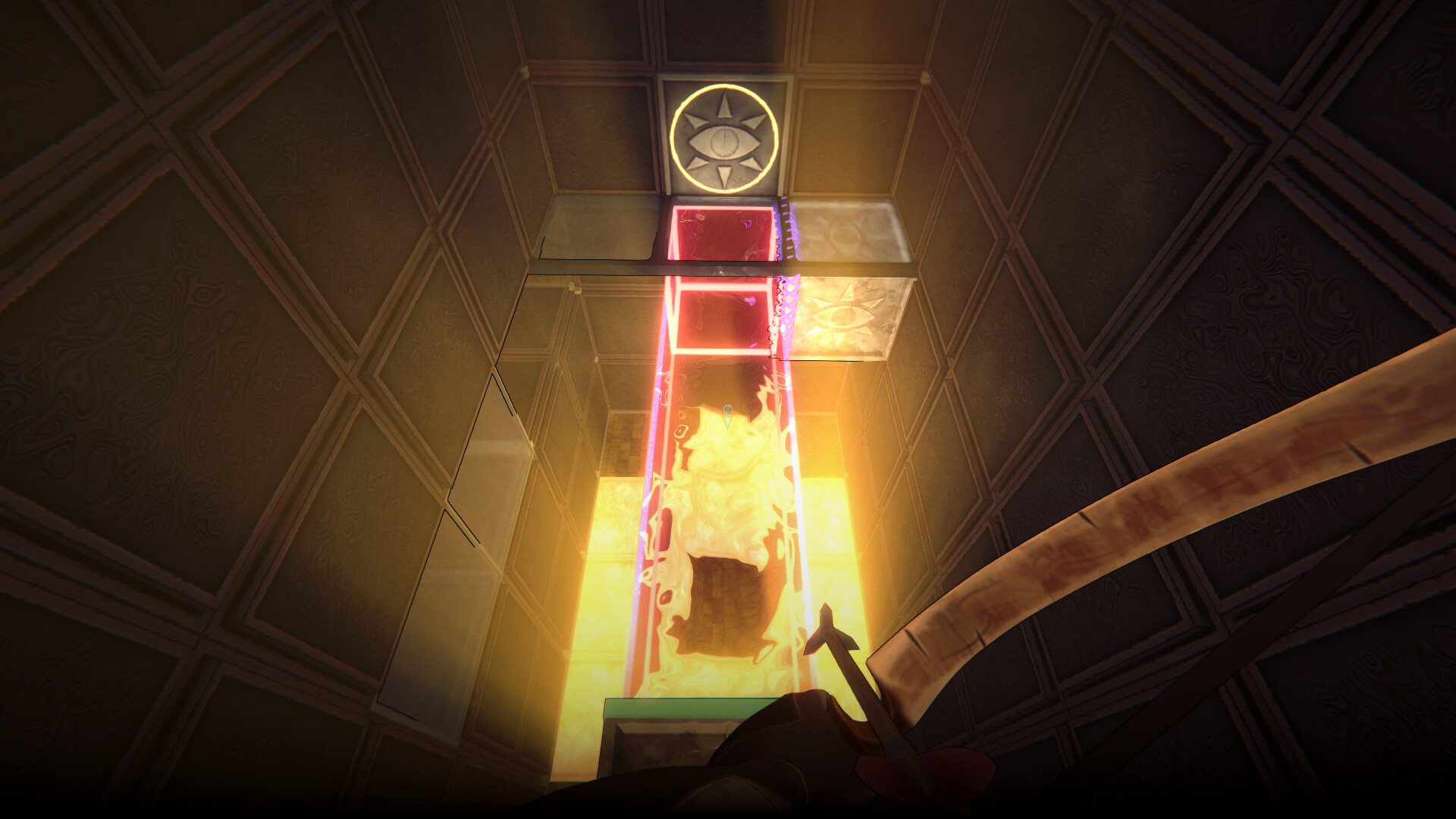 重力を操り弓と矢だけで謎を解く一人称視点のパズルゲーム『He Who Watches』が目が回る_003