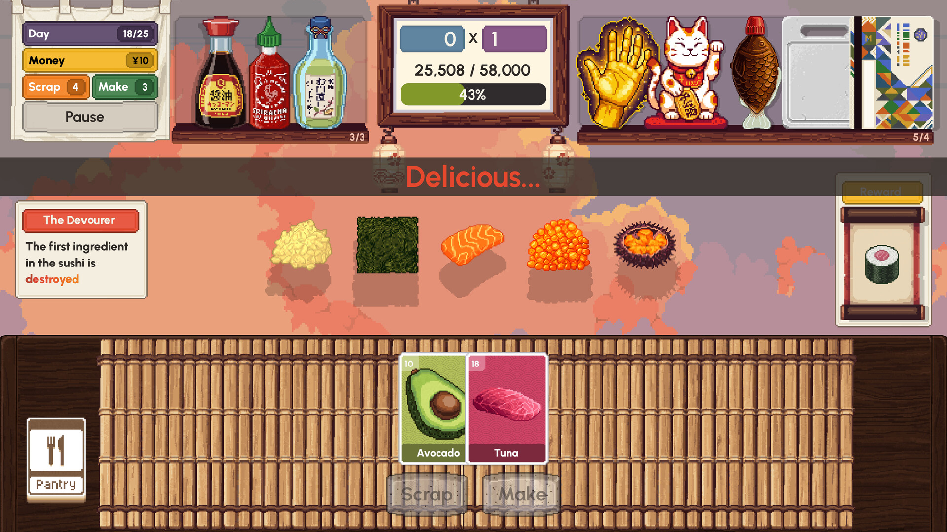 『Sushiamo』の無料デモ版がSteamでリリース。寿司をテーマにしたローグライク・デッキビルダー_001