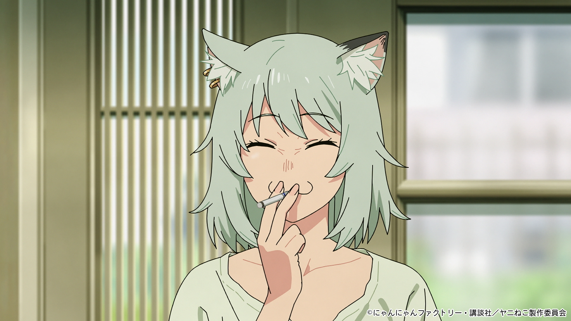 TVアニメ『ヤニねこ』大家の頭に吸い殻が降り注ぐ“ヤニまみれ”なメインPVが公開。OPテーマは忘れらんねえよ「なんもねえ」、EDテーマはネクライトーキー「煙とブルー」に決定_001