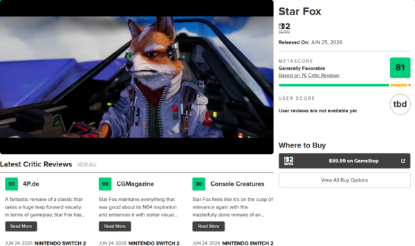 新作『Star Fox（スターフォックス）』海外レビューでメタスコア平均「81/100」を獲得_001