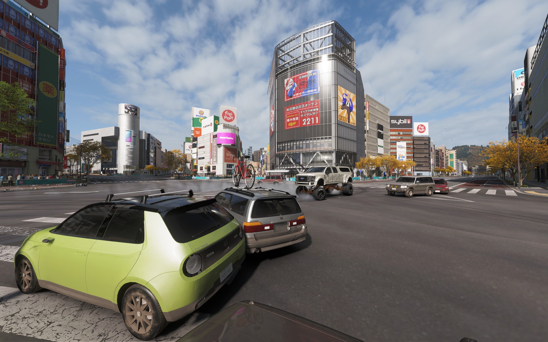 『Forza Horizon 6』渋谷風のスクランブル交差点がドリフト車だらけでカオスに。NPCが爆走車に巻き込まれ大惨事_002