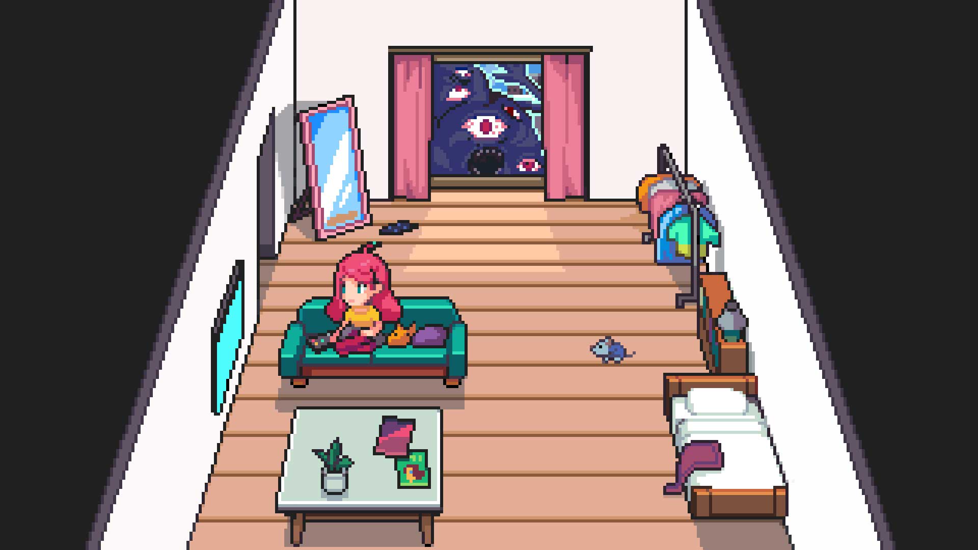 『ねずみバスターズ！』Steam版の発売日が6月11日に決定。関西弁のねずみとアパートの悪霊を除霊するドット絵ゆるふわホラー_003
