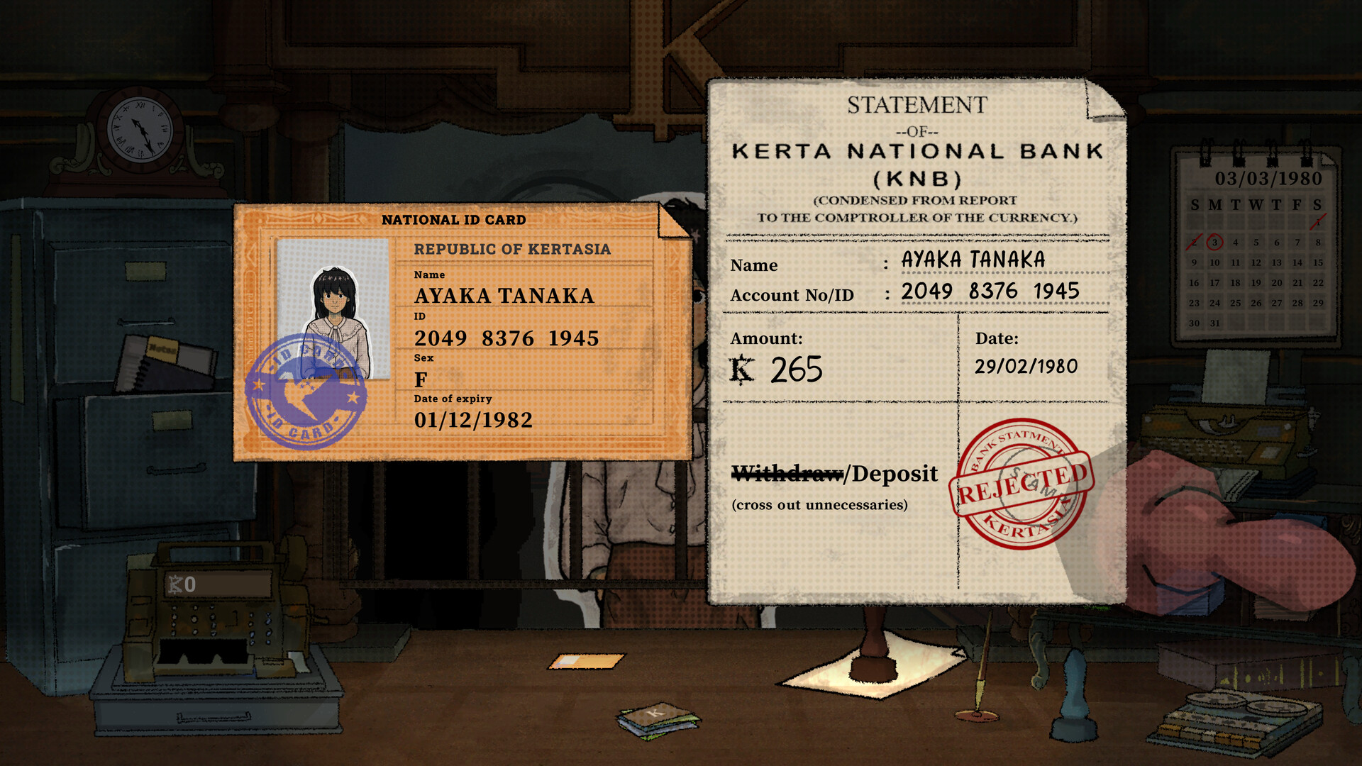 闇だらけの国で銀行窓口になるゲーム『囚われた者の窓口』が面白そう。監視社会のなか、家族を養うために不正を暴く_001