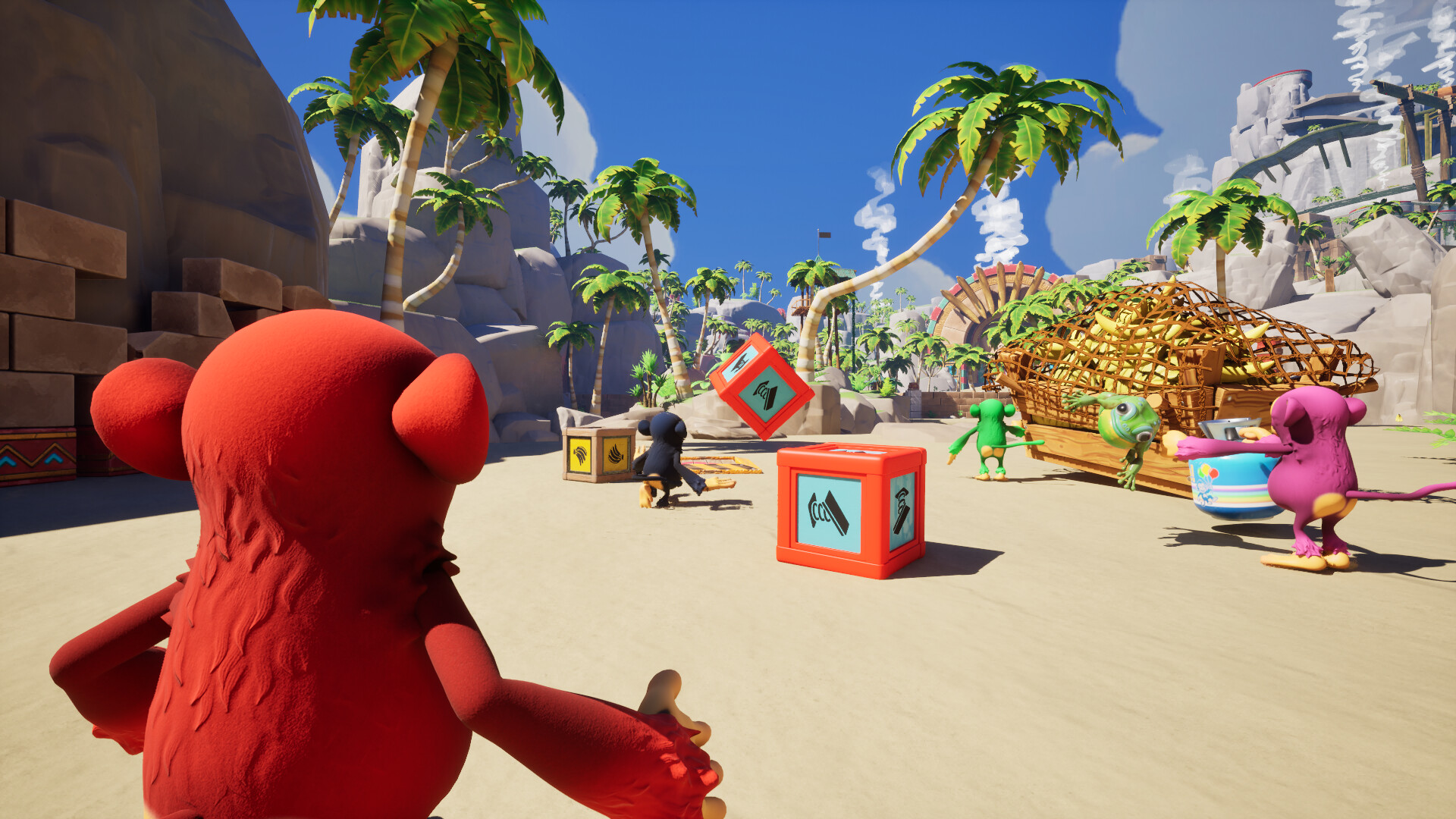 『Monkey Bizniz』体験版がSteamでリリース。サルになってバナナを山頂まで運ぶ友情破壊登山ゲーム_001